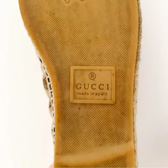 Gucci Pilar GG Supreme Canvas Espadrilles Brown Logo Marmont Flat Slip on EU 38 - Picture 11 of 11